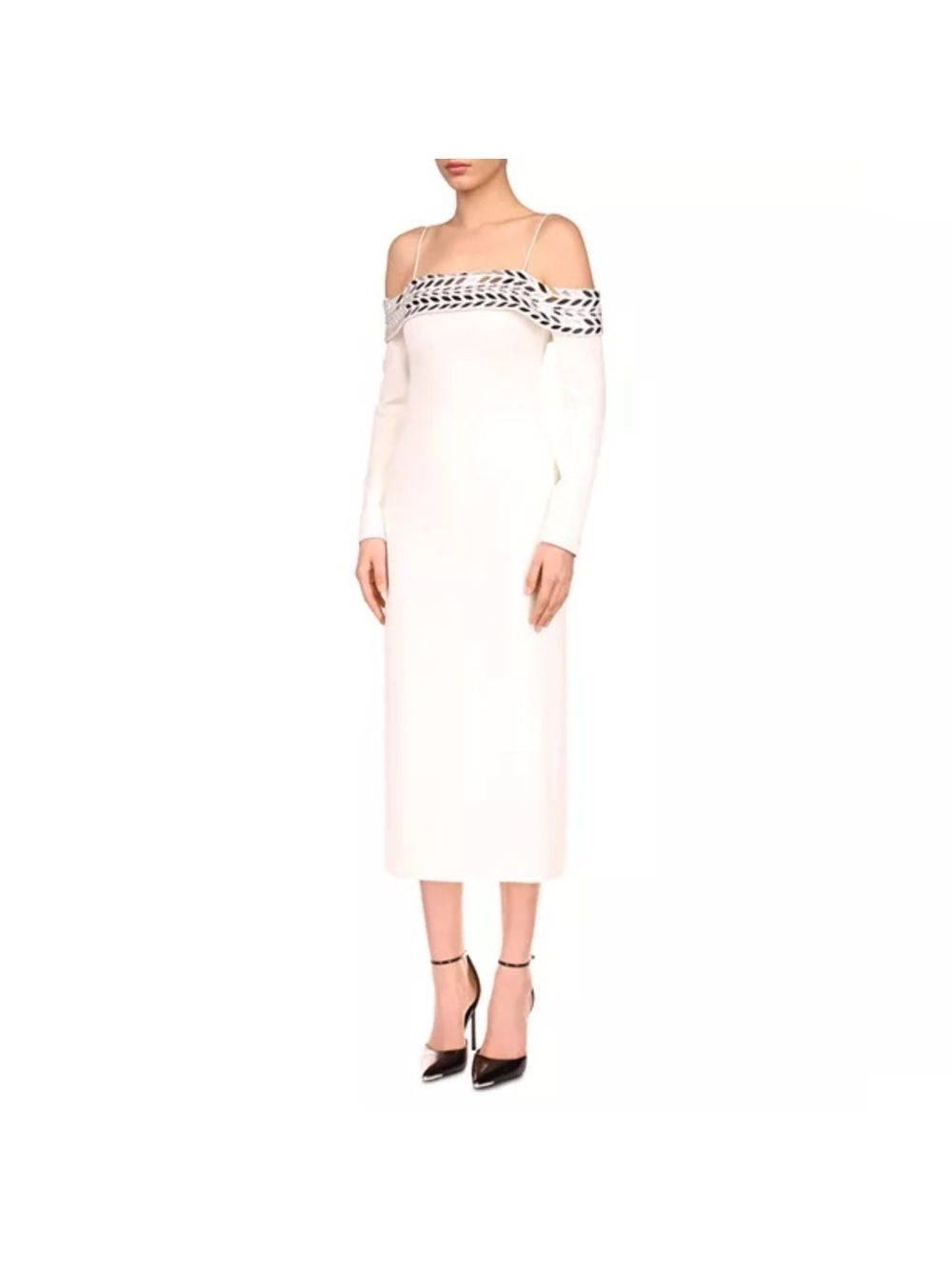 David Koma Plexi Mirror Tyre Track Off-the-Shoulder Midi Dress, Size 4 NWT $2650